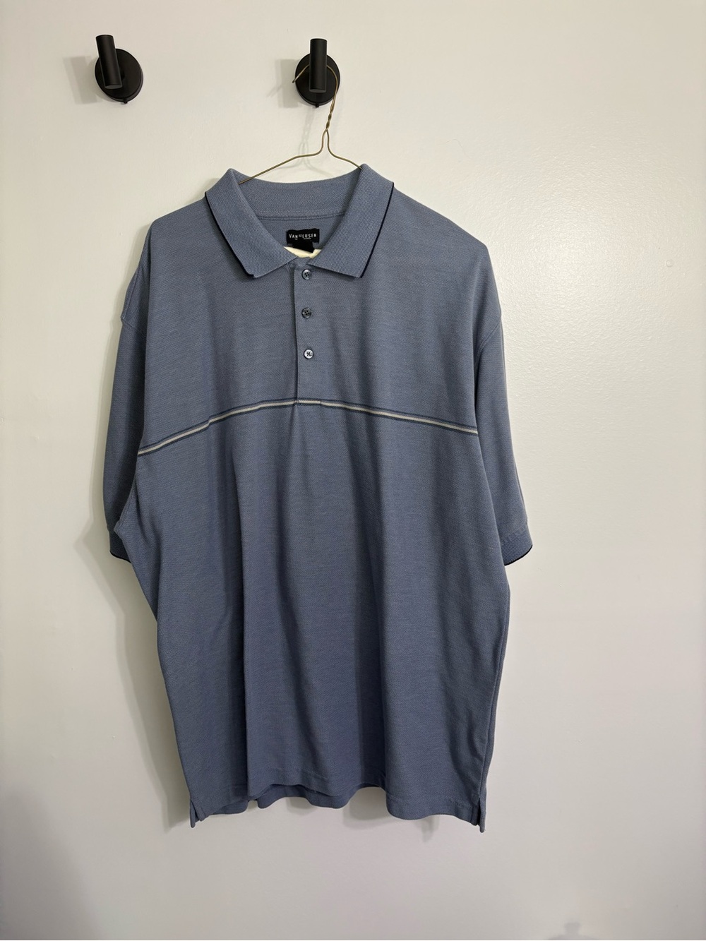 mens big and tall t shirt 2x Polo Dusty Blue Cotton Everyday Golf Weekend Work